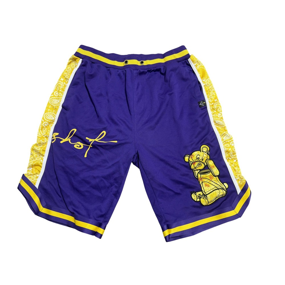 Screenshot Shorts Mens Large Purple Paisley‎ Bandana Bear Basketball Athletic